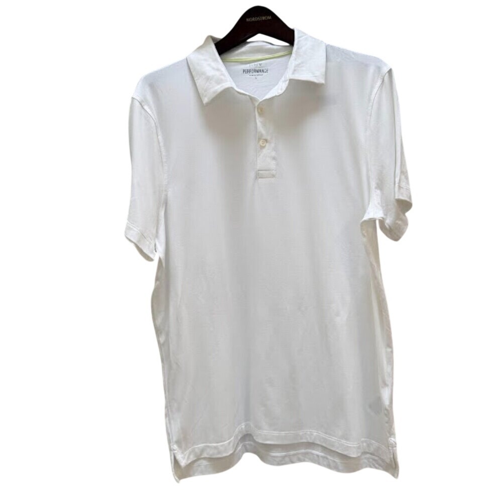 J.Crew‎ Performance Polo Shirt – White – NWT – Size L *small imperfection*